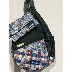 Kavu One of a Kind Green Crossbody Bag with Wallet Pockets Zipper